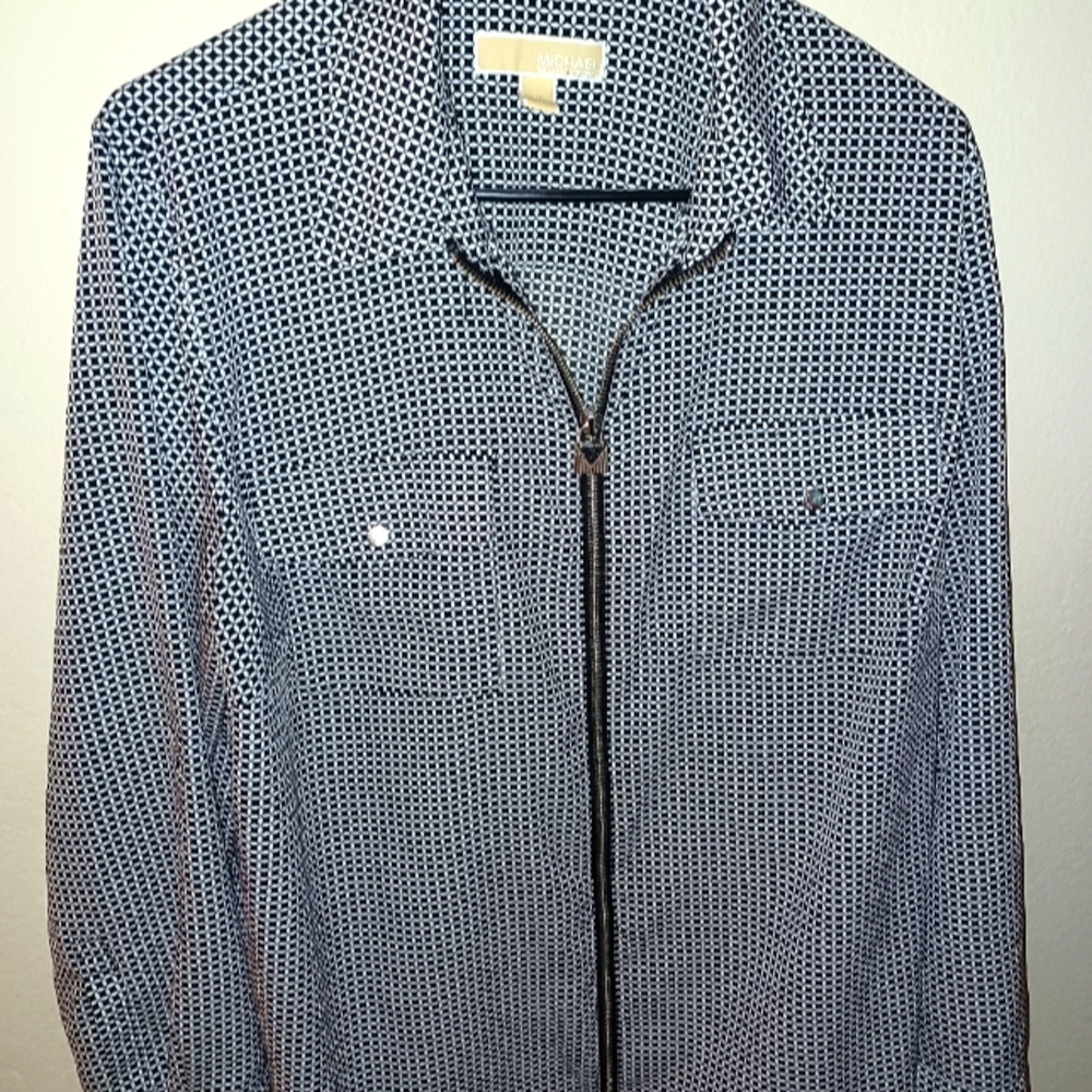 Michael Kors Long Sleeve Black and White Blouse  XL